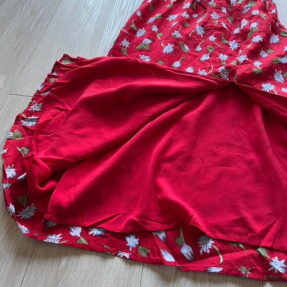 J Crew Palermo Dress In Ramie Dress XXS Floral Red - Picture 8 of 15